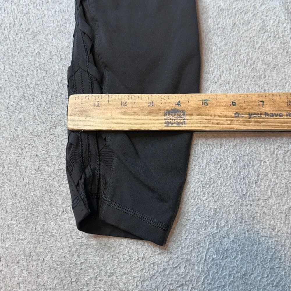 Lululemon Leggings Womens 6 High Rise Lattice Mesh Black Side Pockets Athletic